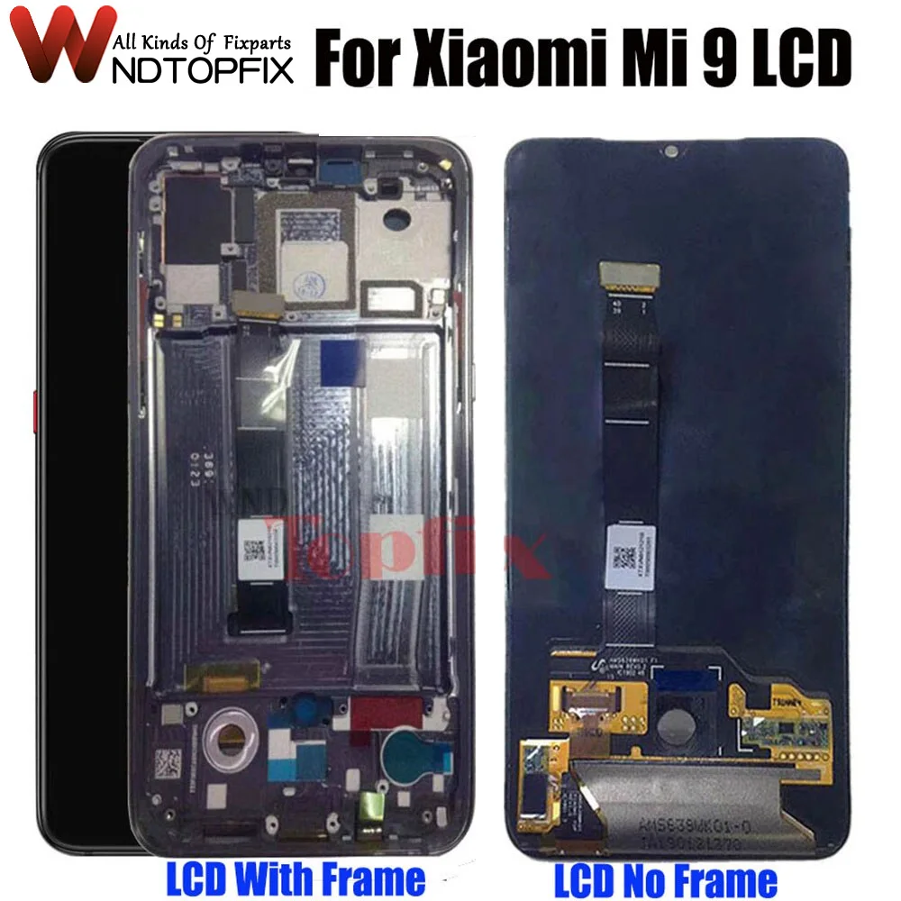 

AMOLED For Xiaomi Mi 9 LCD Display Touch Screen Digitizer Assembly Replacement With Frame 6.39'' For Mi9 M1902F1G LCD Display