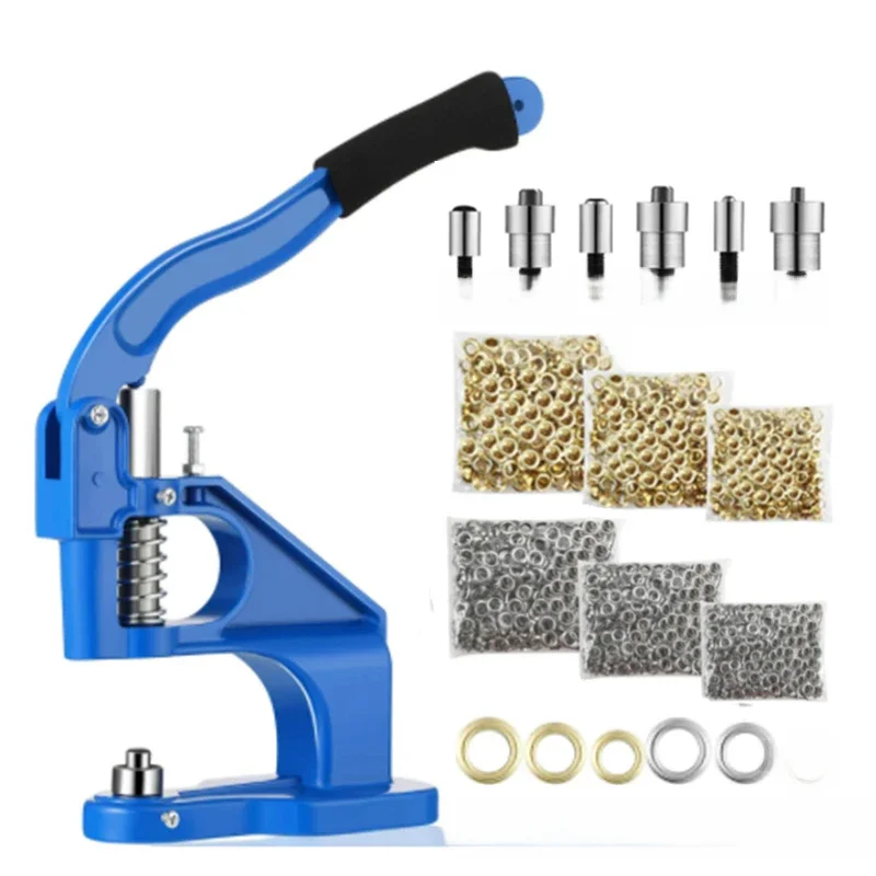 Handleiding Grommet Oogje Machine DIY Handpers Leathercraft Naaien Drukken Punch Tool met 6/10/12mm Sterft + 1500 stuks Grommets - afbeelding 2