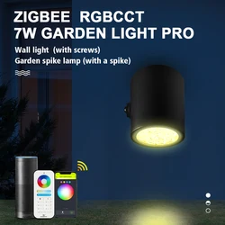 GLEDOPTO-Lampe de Jardin Intelligente à Pics, Applique Murale à LED, Étanche IP66, Zigbee 3.0, RGBCCT, 7W, pour Pelouse, Cour, ix