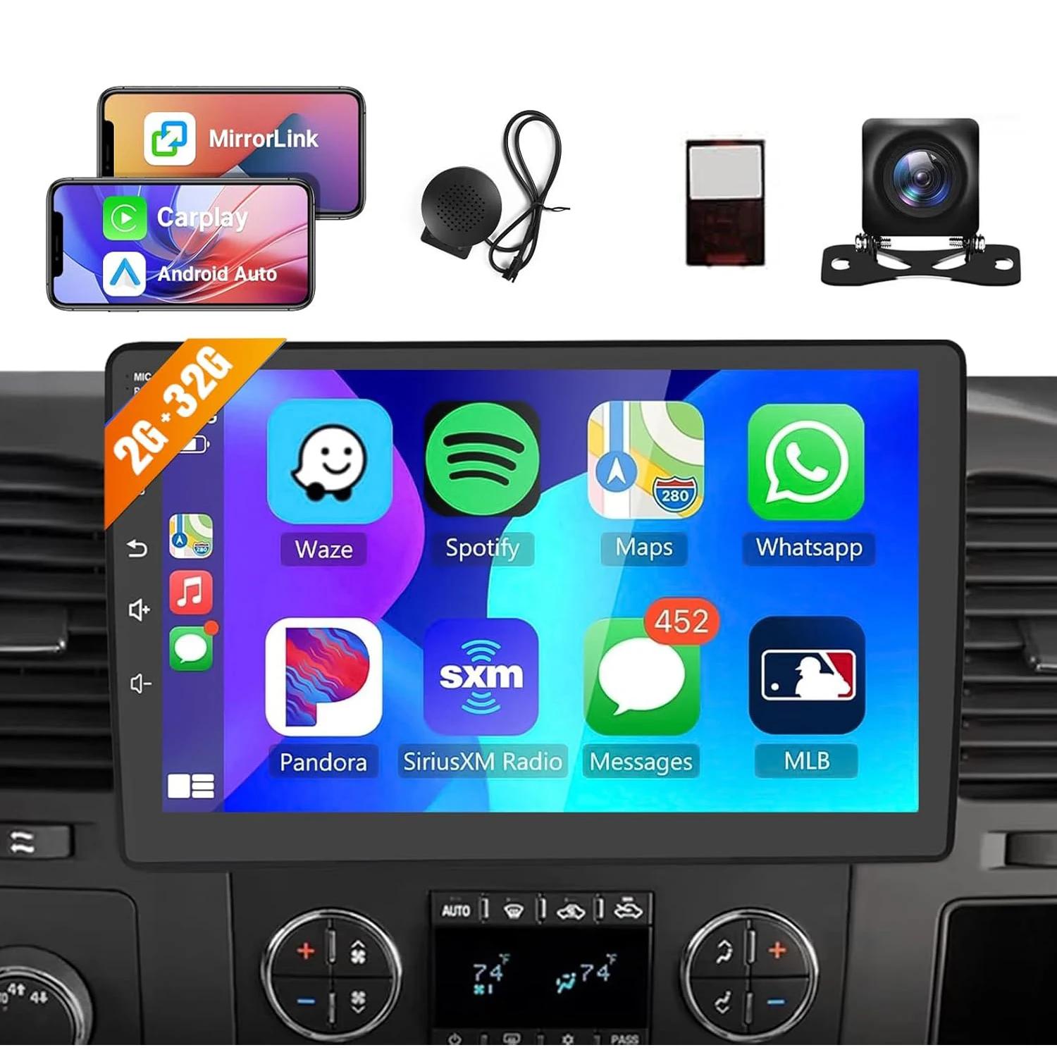 

10.1" Touchscreen Wireless Car Radio Stereo for Chevy Chevrolet Silverado Tahoe Suburban GMC Sierra Yukon with Rear Camera 2+32G