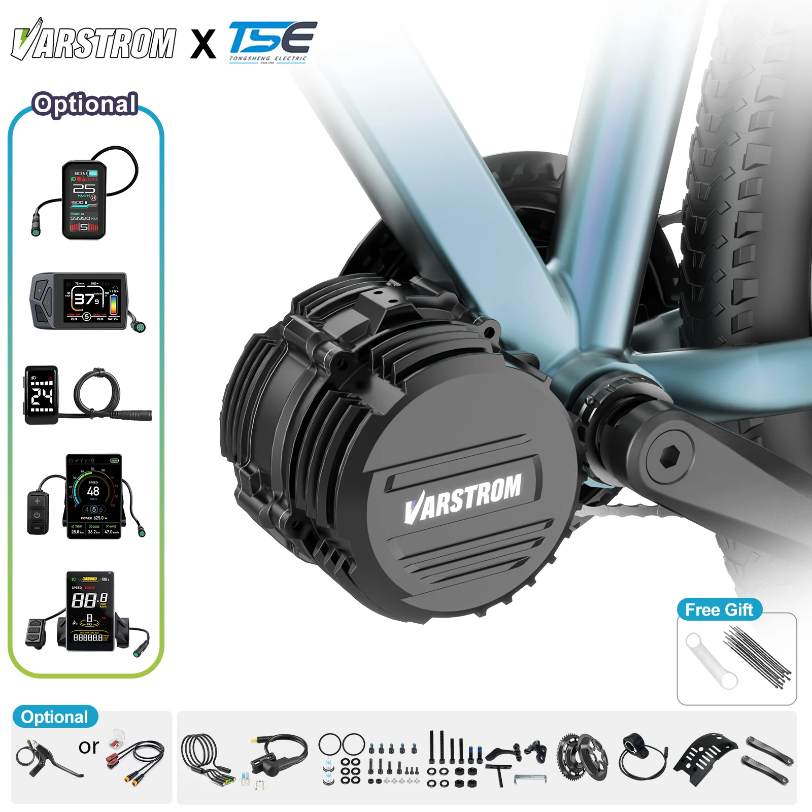 Varstrom TSDZ16 TSDZ8 TSDZ2B Mittelmotor Antriebsset Tongsheng Drehmomentsensor 48V 1000W 750W 500W 36V 250W Elektrofahrrad Umbausatz BB 68-73mm Fahrradmotor Mittelmotor mit HMI Display DZ40 SW2-M58