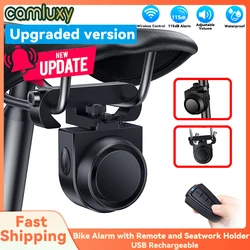 Camluxy Bike Alarm with Remote and Seatwork Holder Wireless Vehicle Security Alarm USB Rechargeable Anti Theft Security System