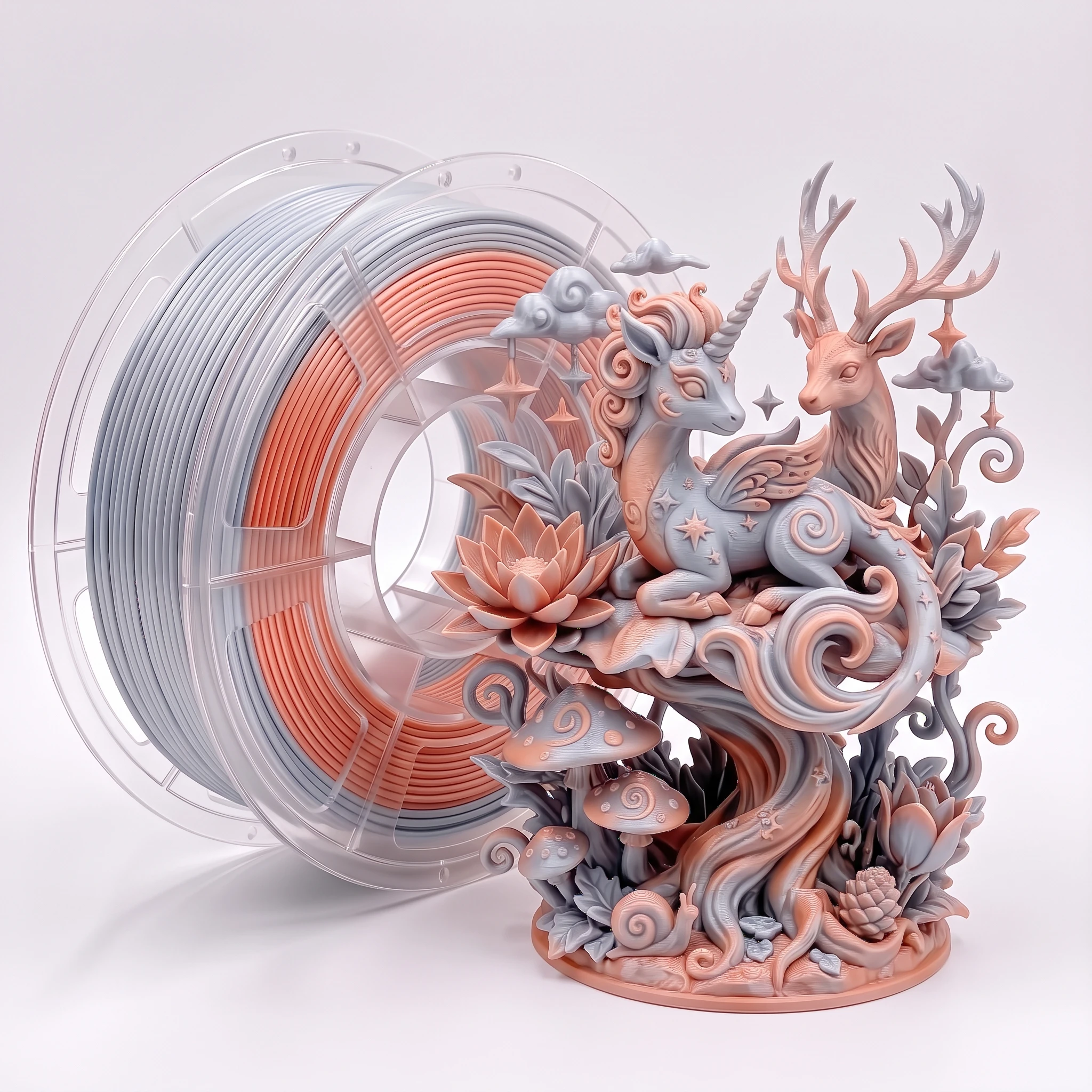 Silk Dragon Palace PLA 1.75mm 250g Shiny Color‑Change 3D Printer Filament, Multicolor Shiny Smooth Transition, Neatly Wound 250g