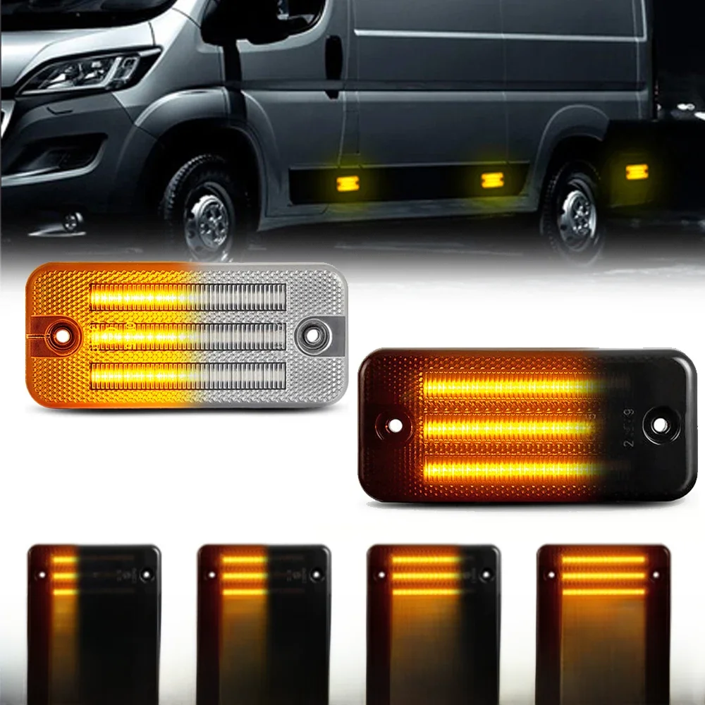 6x LED boczne światła kierunkowskazów dla Peugeot Boxer Citroen przekaźnik Jumper Jeep Cherokee Fiat Ducato dynamiczny bursztynowy — 2