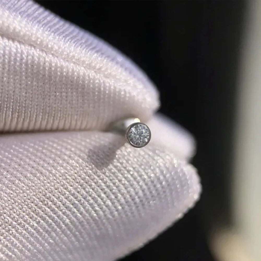 2/10Pc F136 Titanium Wholesale Labret Ear Lip Stud Jewelry CZ Stone Cartilage Tragus Earring Tongue Studs Threaded Body Jewelr