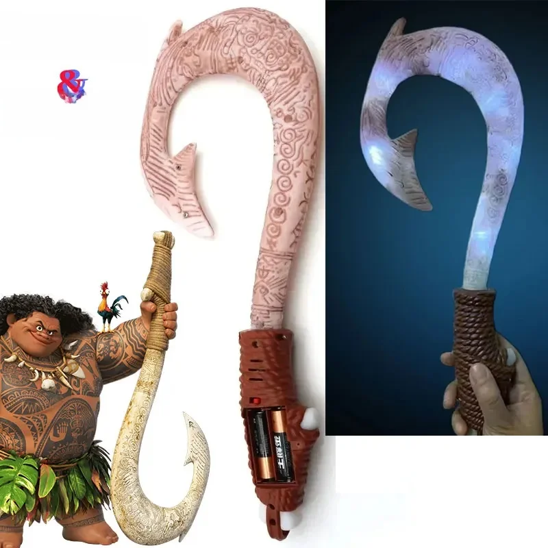 Hameçon de poisson Moana, accessoire de Cosplay, arme Maui avec lumière, accessoires de jeu de rôle pour enfants, jouet de fête d'anniversaire pour enfants
