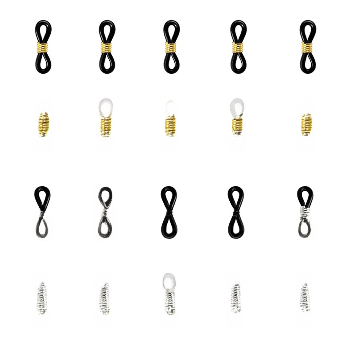 Joend-Connecteurs d'extrémité en caoutchouc à ressort réglable, porte-lunettes, collier, bijoux de bricolage, 20 pièces