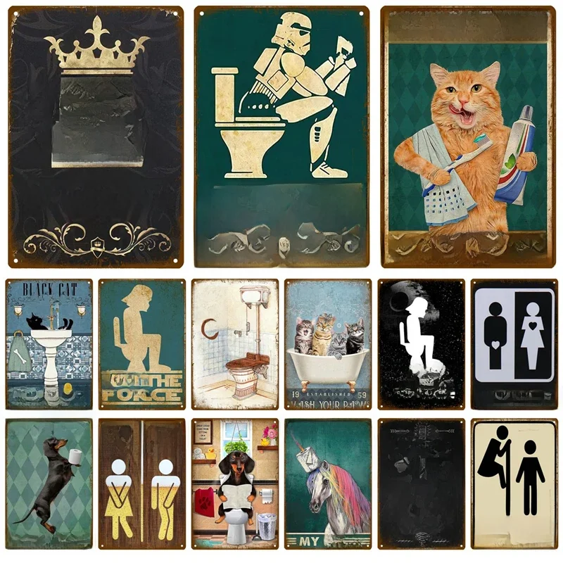 Panneau métallique Vintage, décor amusant pour la maison, toilettes, toilettes, toilettes, Art mural, salle de bains, toilettes, décoration murale de Pub