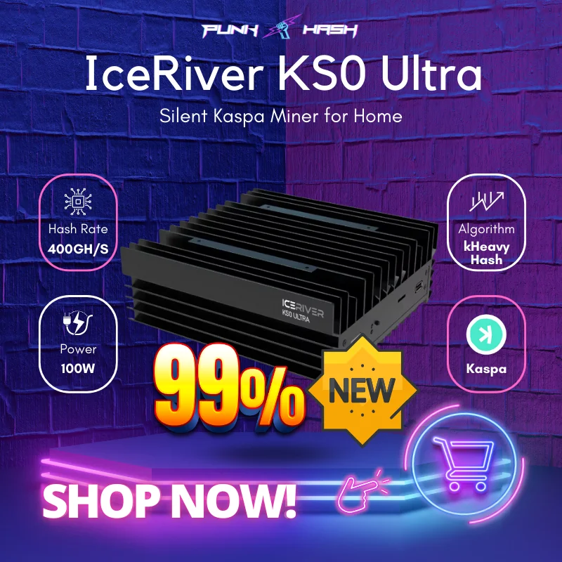 IceRiver KS0 Ultra With Offical Power Supply ASIC Miner KASPA Miner KAS Crypto Mining Machine Cheap Used Miner