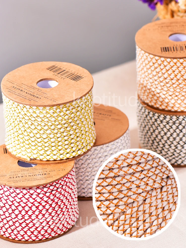 Mini 3.5mm Spider Web Pattern Metallic Cotton Braid Cord  25yards a Spool Keyring making cord