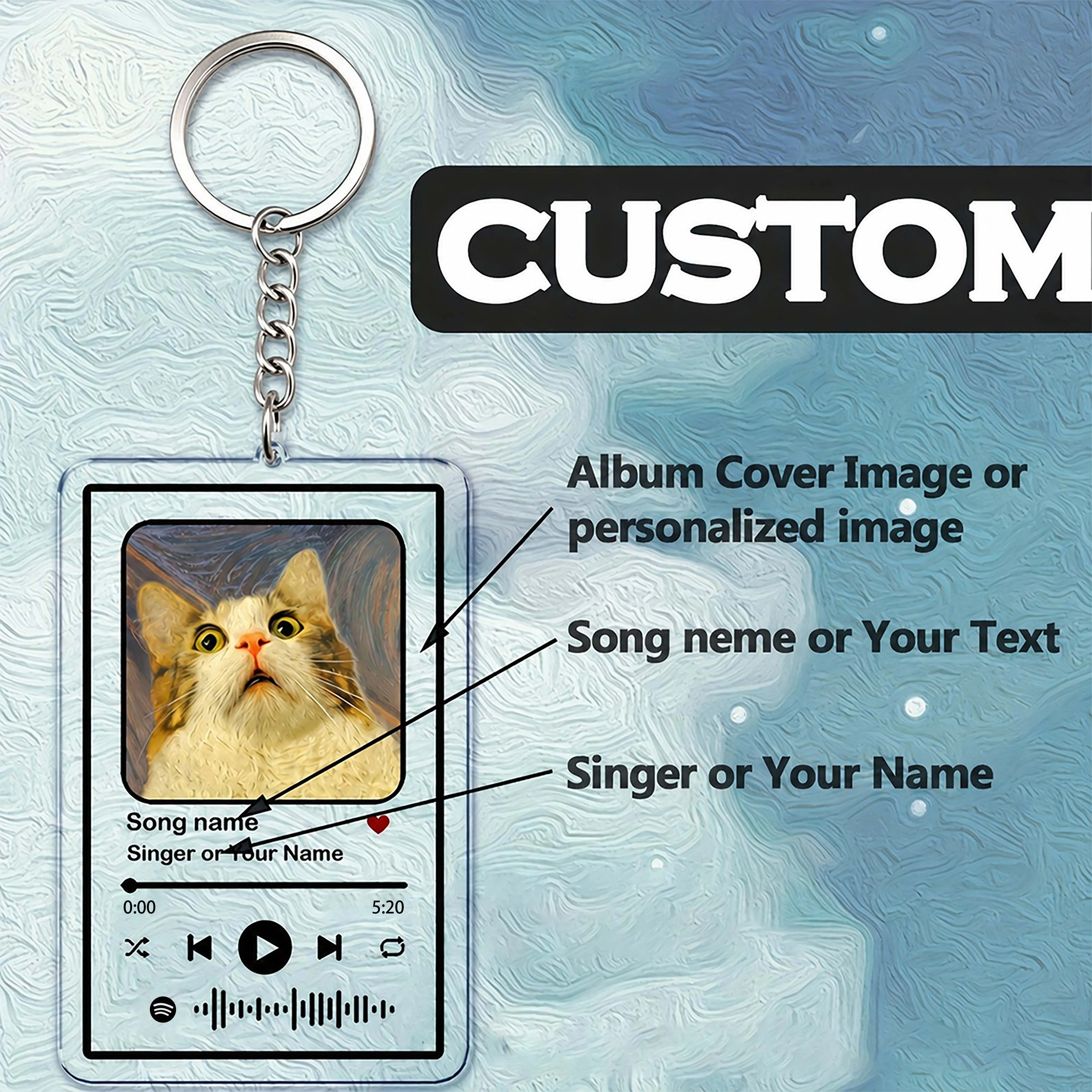 Custom Acrylic Photo Album Music Keychain, Rectangular Lobster Clasp Key Ring, Stylish Women's Accessory