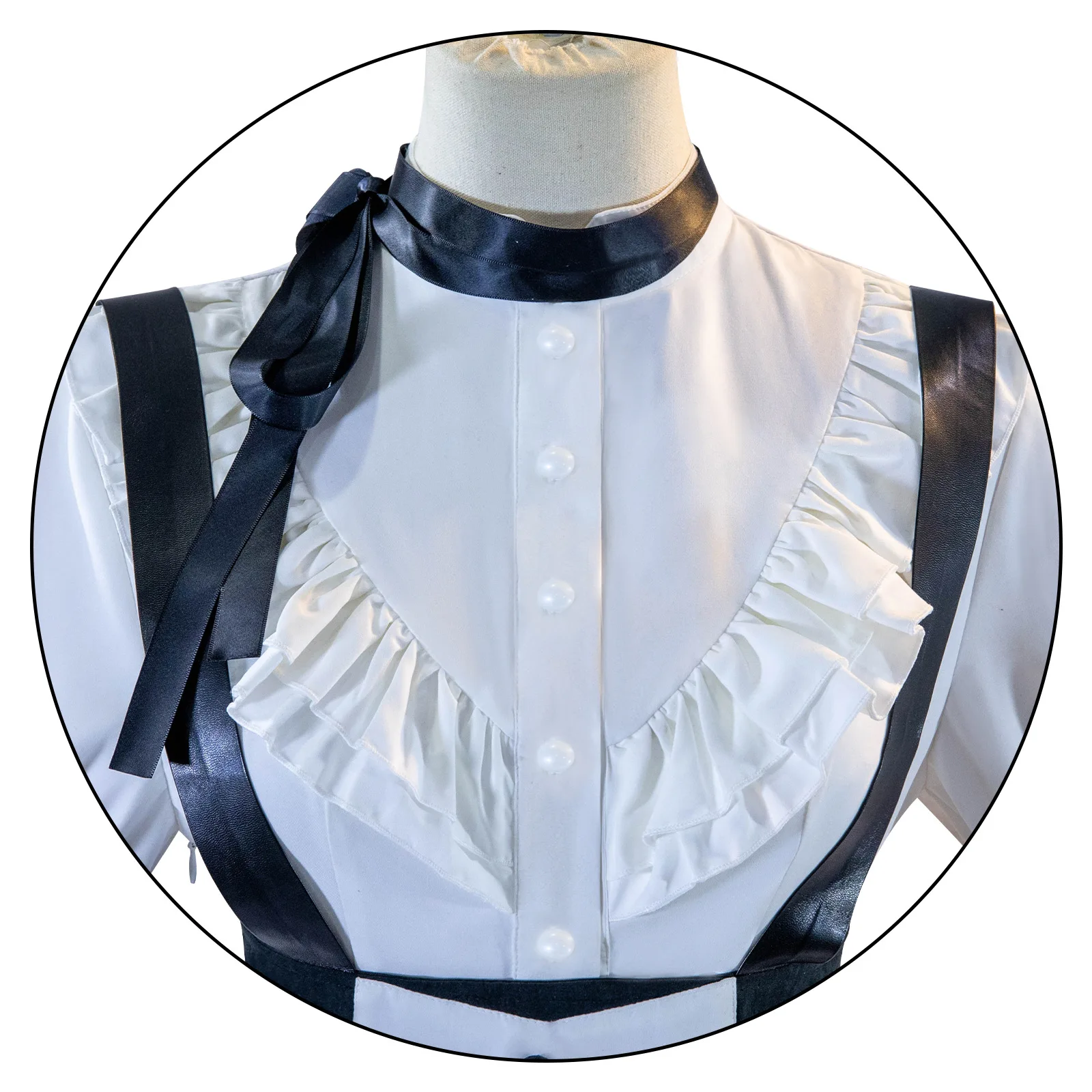 暁山瑞希コスプレ衣装 Project SEKAIキャラクターコスプレ 白いロリータワンピース ゴシックパンク風コスチューム