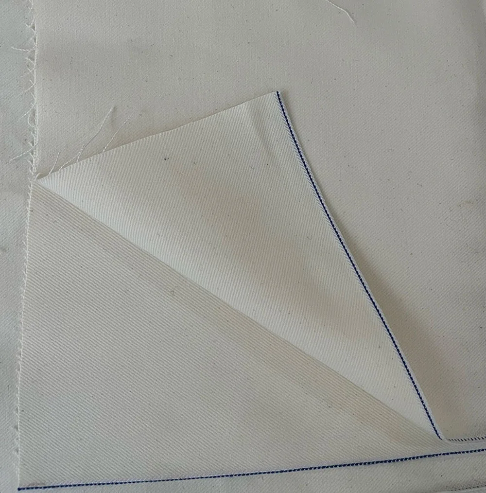 

Белая джинсовая ткань с кромкой на 13,2 унции для изготовления обивки джинсов по дворам PFD Салфетка для джинсов оптом W2620727-2