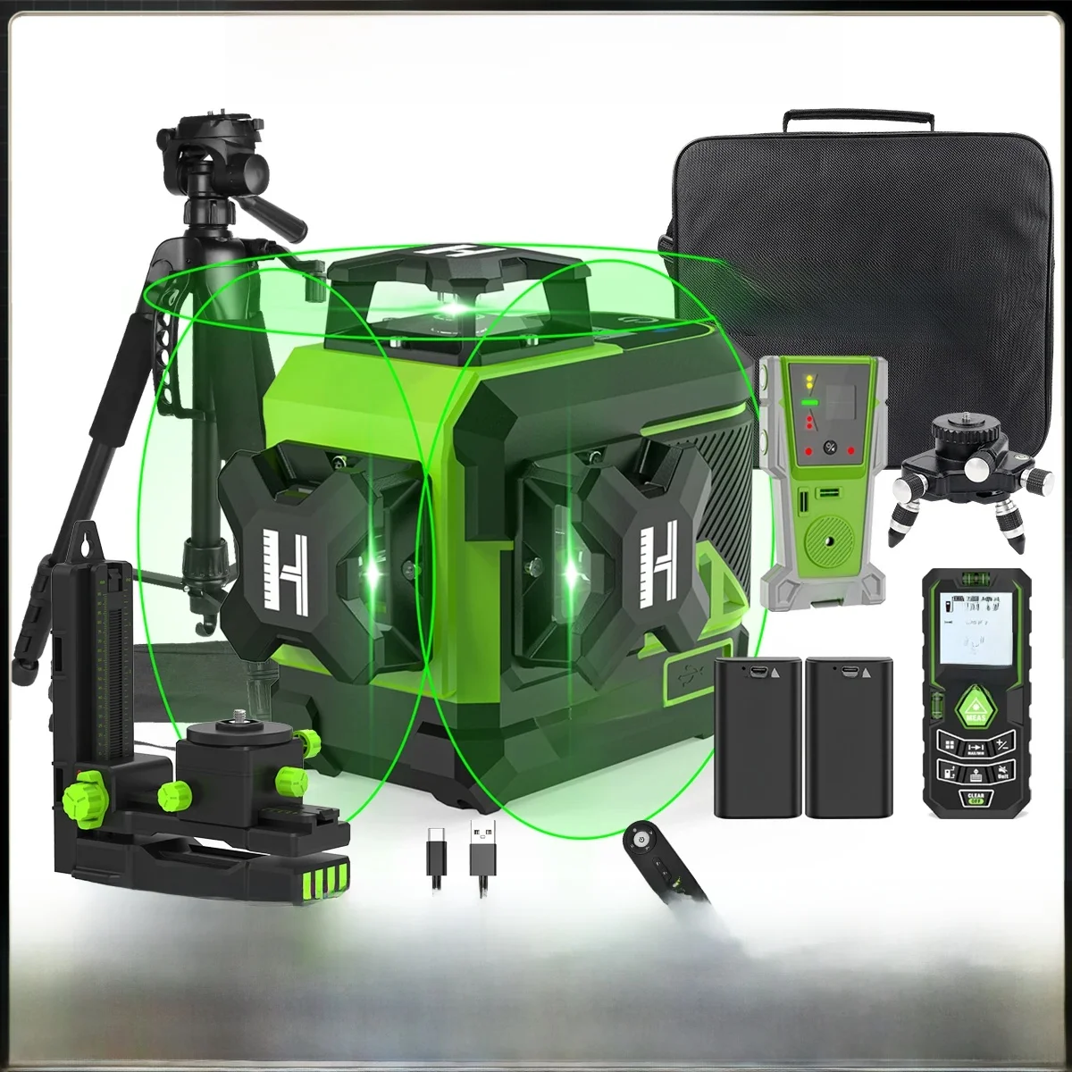 Huepar 3D kruislijnlaser 360 °   12-lijnen Osram zelfnivellerende laserwaterpasinstrumenten met LCD-scherm, Bluetooth en 2x batterijen - afbeelding 2
