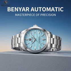 BENYAR Top Men's Automatic Watch 40MM Sand Dial 316L Stainless Steel 5Bar Waterproof Simple Mechanical Watch Hot Selling