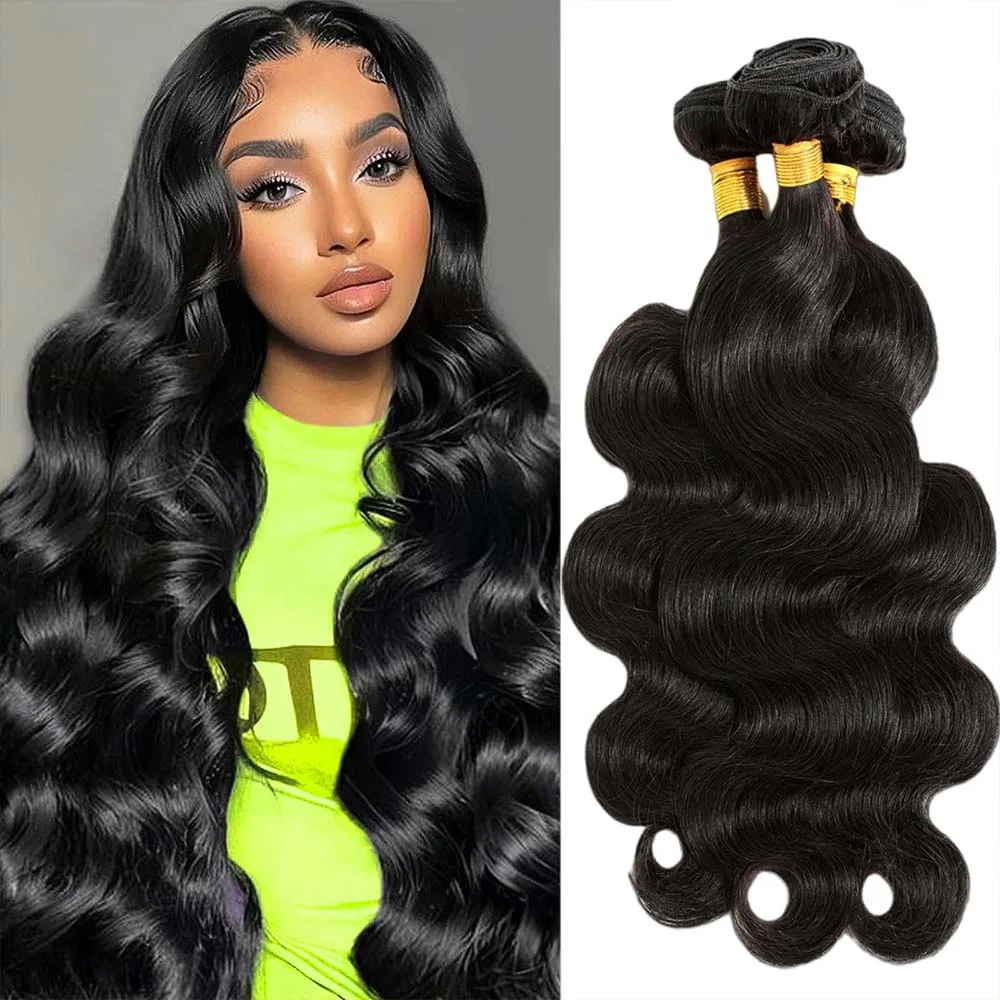 

Бразильские девственные пучки человеческих волос объемной волны 1 3 пучка # 1B Натуральные черные человеческие волосы Наращивание настоящих пучков человеческих волос