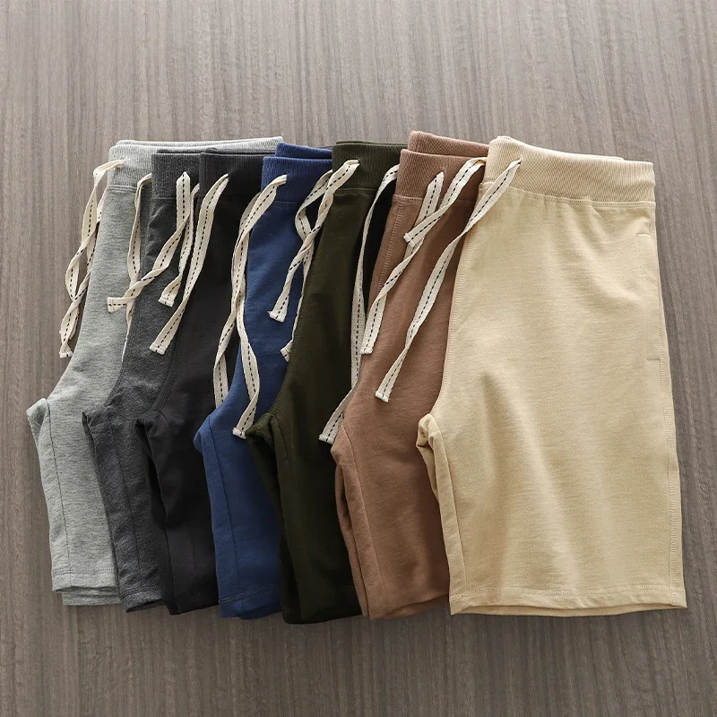 DUKEEN Shorts Heren Zomer Badstof Joggingbroek Katoen Effen Kleur Joggingbroek Losse Casual Vijfpuntsbroek Heren - afbeelding 2