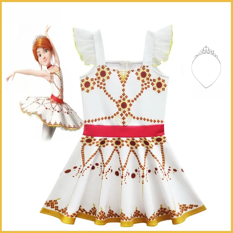 Costume de Cosplay de ballerine Felicie pour filles, vêtements de fête, Costume d'halloween pour enfants, robe de danse de noël + couronne, nouveau film