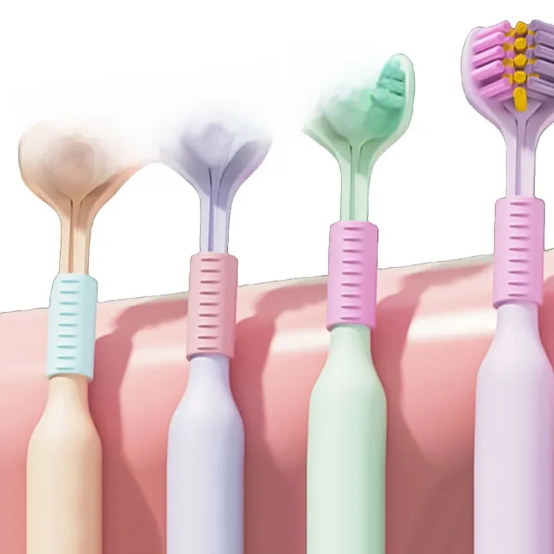 Brosses à dents de bébé 3D pour enfants, cheveux doux, nettoyage sûr, pour adultes 360 ° Brosse à dents en forme de U à trois têtes, produits de soins buccaux pour bébé