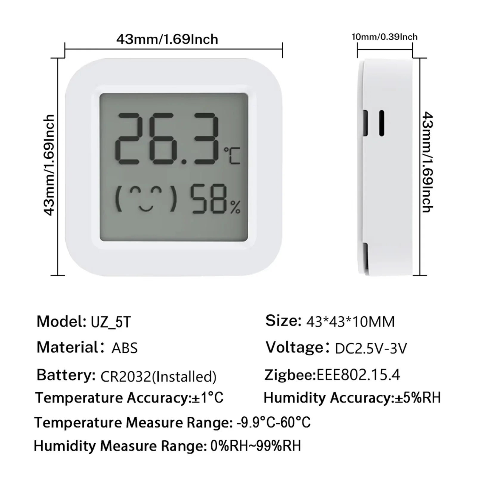 Czujnik temperatury i wilgotności Zigbee 3.0, sterowany zdalnie za pomocą aplikacji, termometr kompatybilny z Tuya Smart Life, przeznaczony do inteligentnego domu, współpracuje z Yandex Z2mQTT. — zdjęcie produktu 2