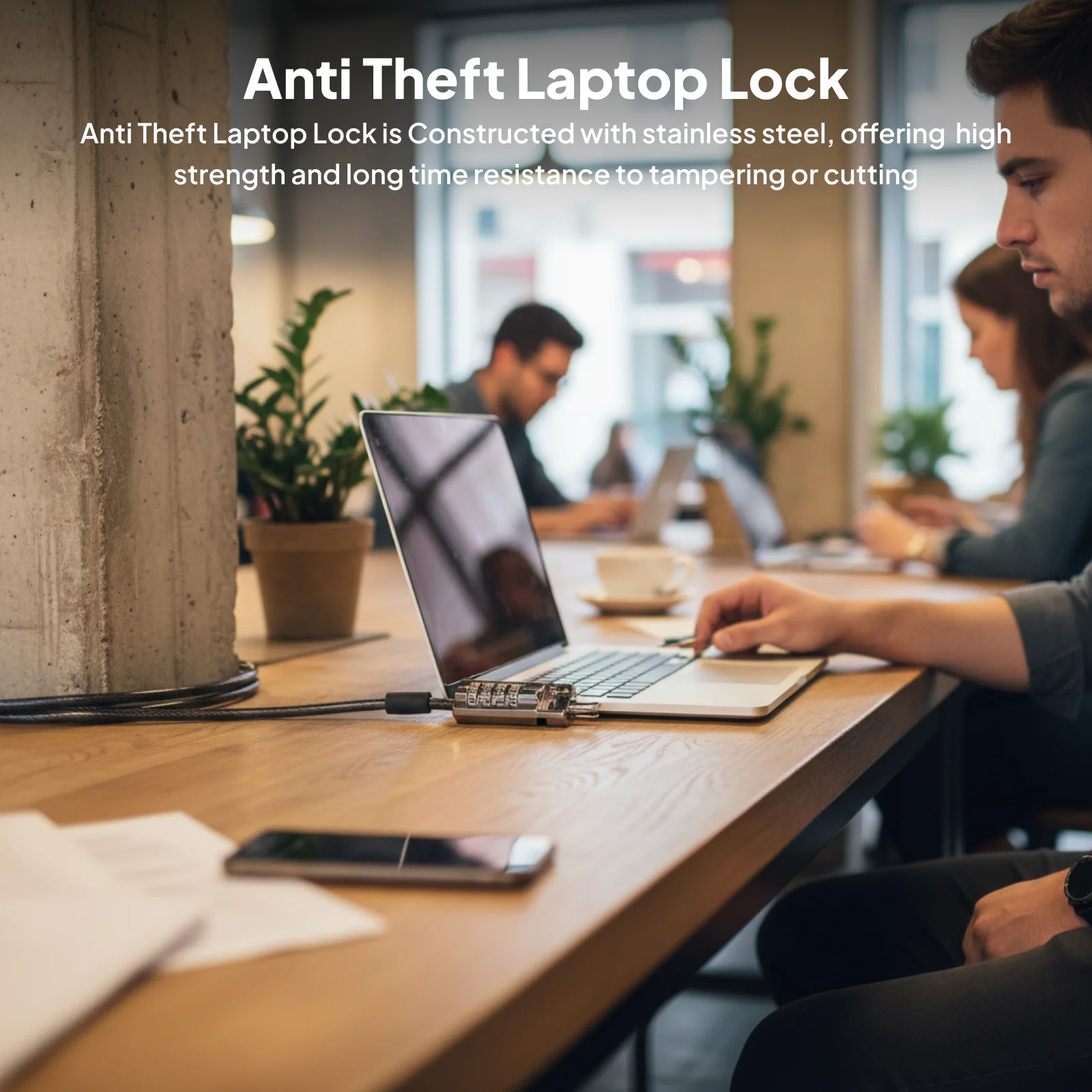 Anti-Theft Laptop Lock with Computer Password Protection Durability with 4 Digit Resettable Code for Secure Device Safeguard