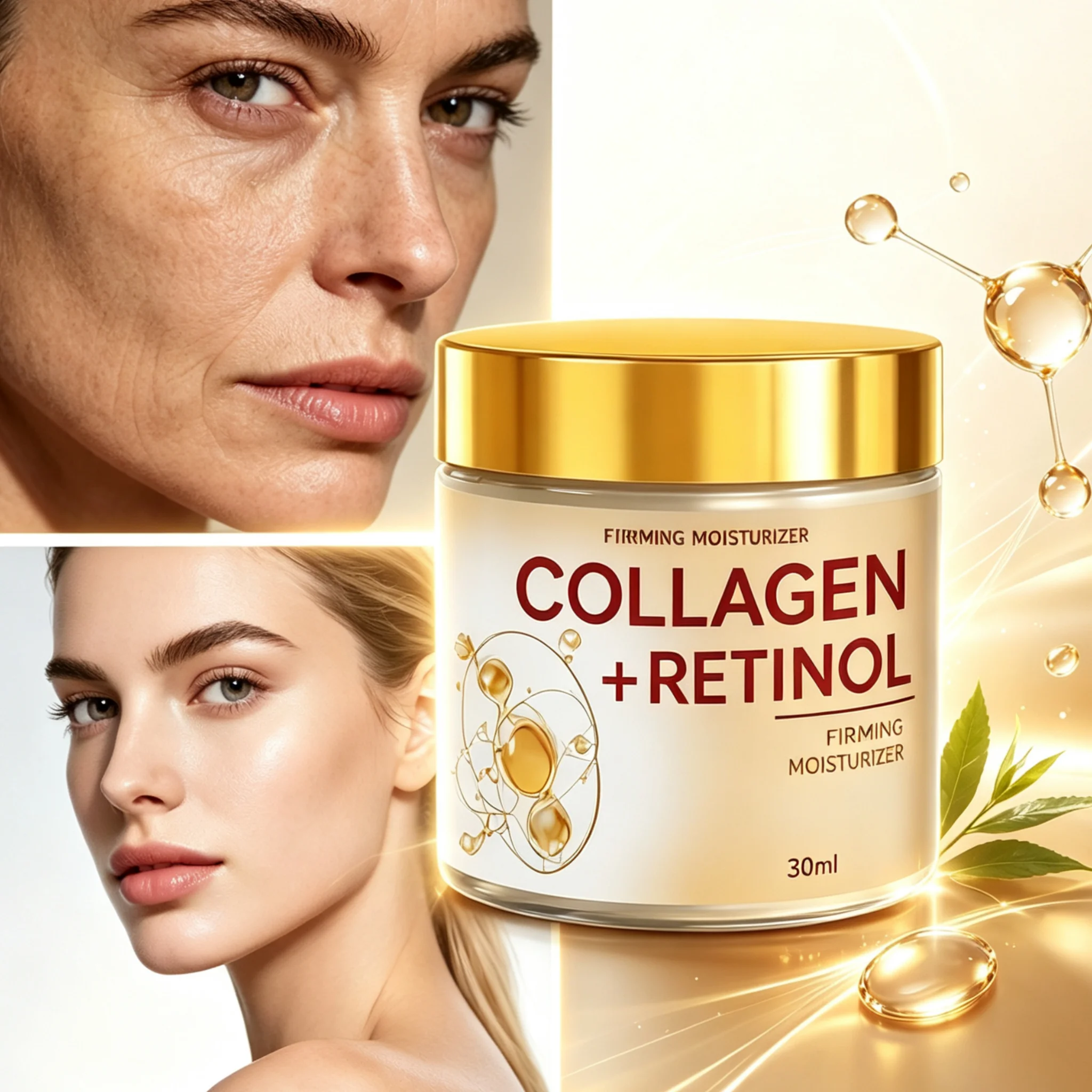 Retinol Kollagen Hyaluronsäure Gesichtscreme Niacinamid VC Nährende Glättende Anti-Falten Tägliche Anti-Aging-Creme 100g