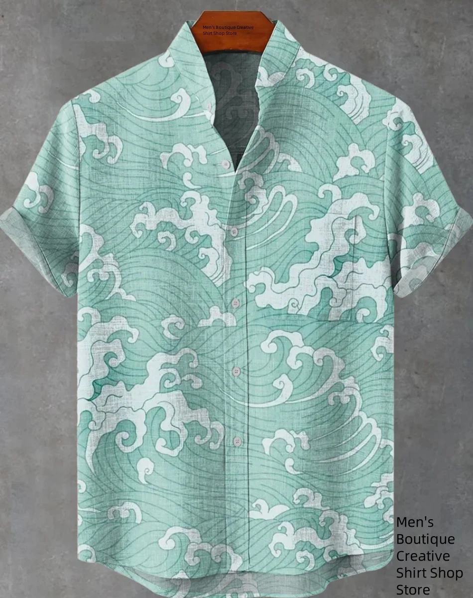 Men's Striped Hawaiian Shirt Casual Short Sleeve Top Loose Clothing Fashion Vintage Summer Shirt Fast Shipping