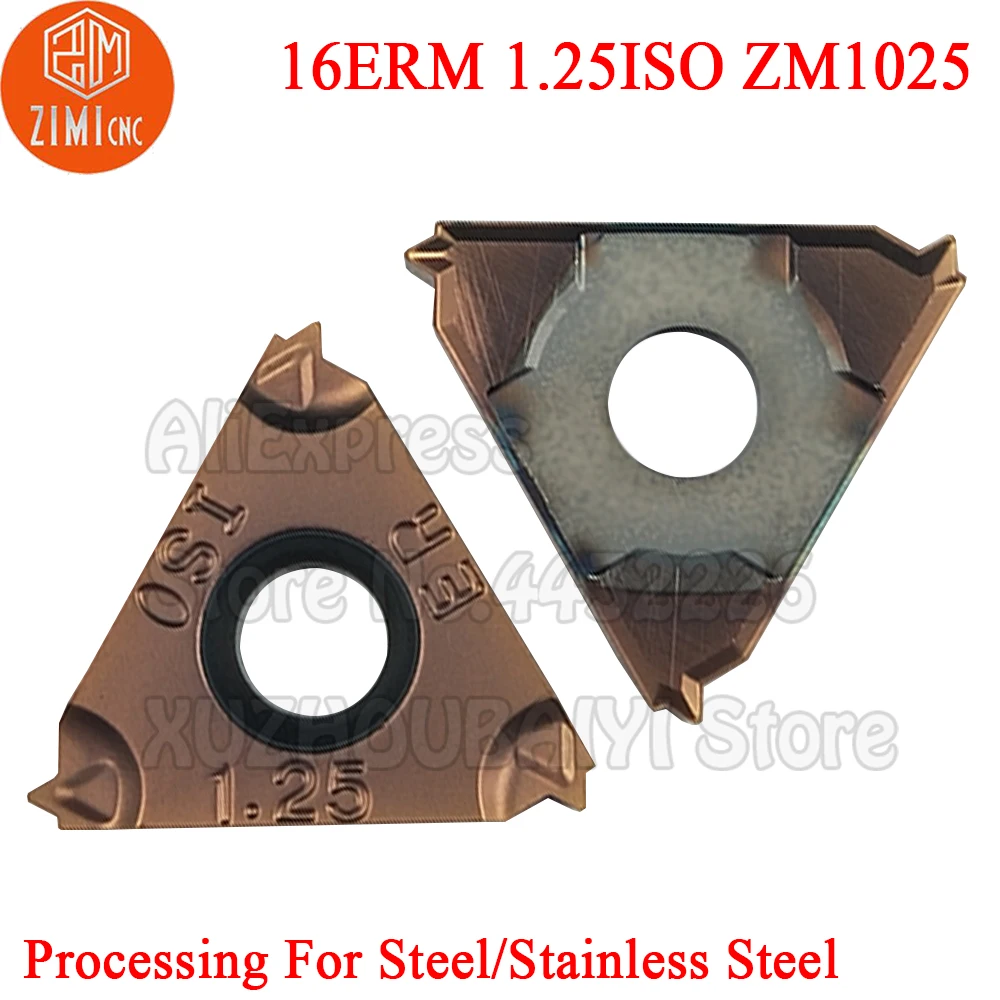 10p 16ERM 1,25 ISO ZM1025 16ERM 1,25 ISO 16ERM 1,25 ISO Hartmetall Gewinde Einsätze Drehen Werkzeuge Cutter Drehmaschine Klinge für edelstahl