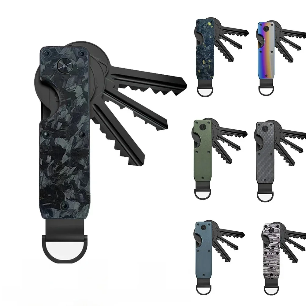 Organizer na klucze kompaktowy uchwyt aluminiowy metalowy kuty węglowy brelok minimalistyczny brelok na klucze brelok zabezpiecza 1-5 kluczy — zdjęcie 2