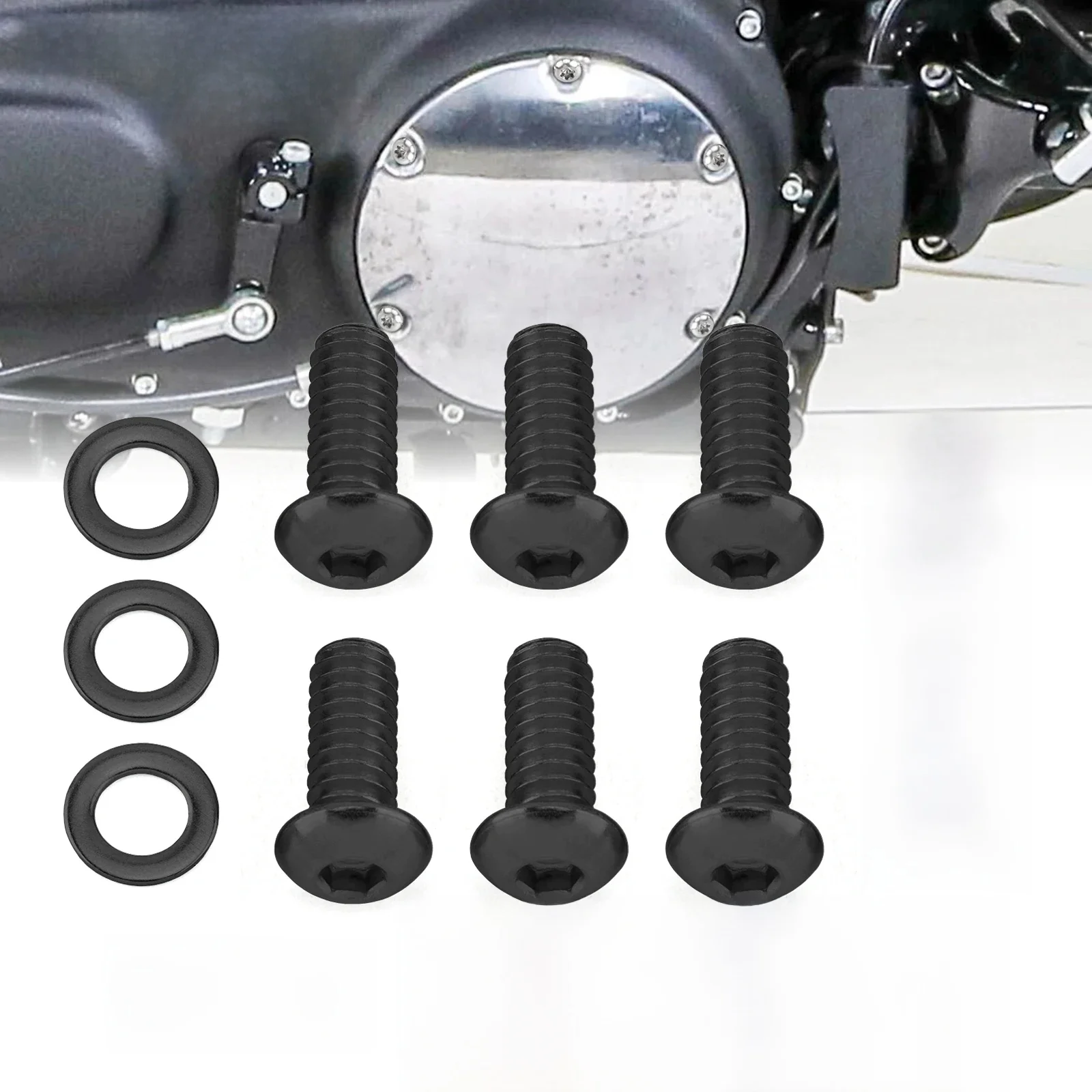 Boulon et rondelles de vis de couvercle Derby en acier inoxydable pour moto, pour Harley Touring Dyna Softail Sportster XL883 1200 2004 – 2022