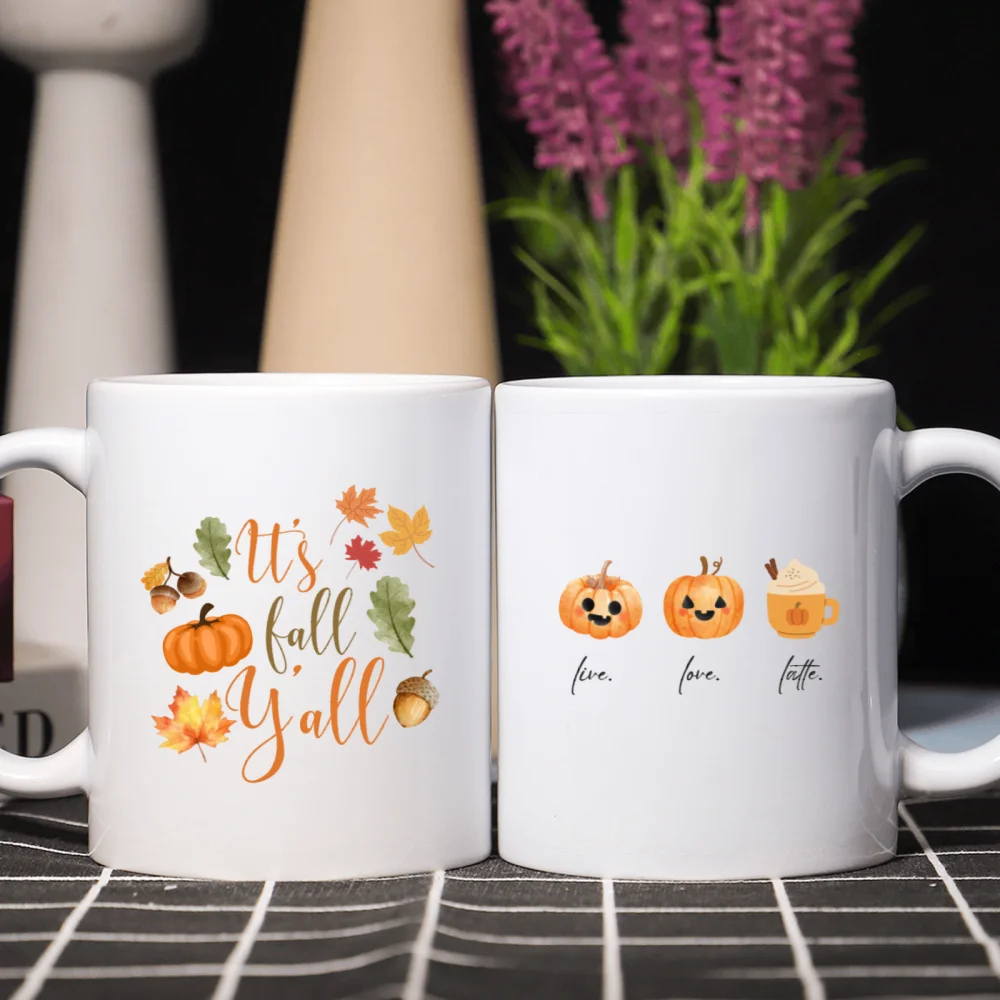 2 pcs 11oz  3A grade  interesting ceramic coffee mug for room Halloween decoration Birthday Christmas Holiday gift Double Sided