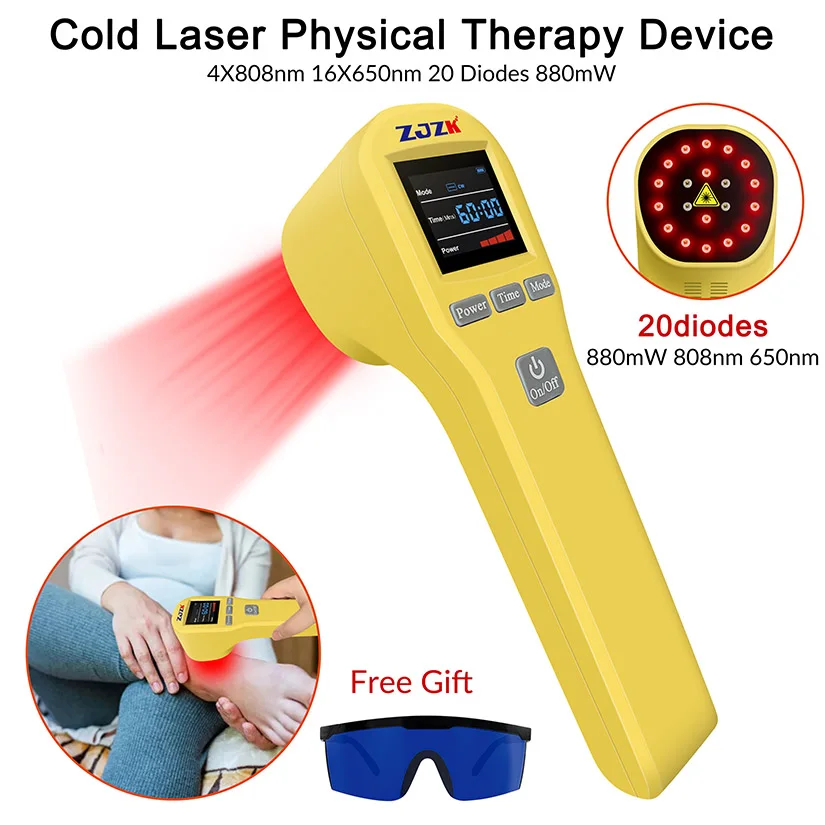 650nm 808nm laser therapy arthritis knee tendonitis treatment 20 diodes 880mW for pain relief anti-inflammation wound healing