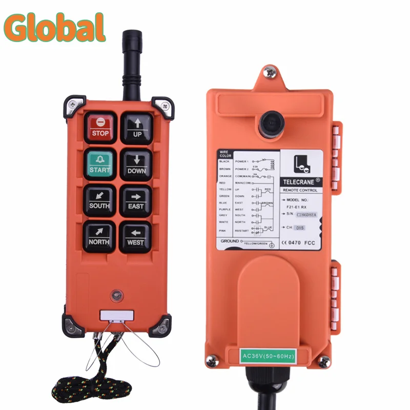 F21-E1B 6 Buttons Industrial Wireless Radio Crane Remote Control Switches Hoist Overhead Bridge Crane Lift Control