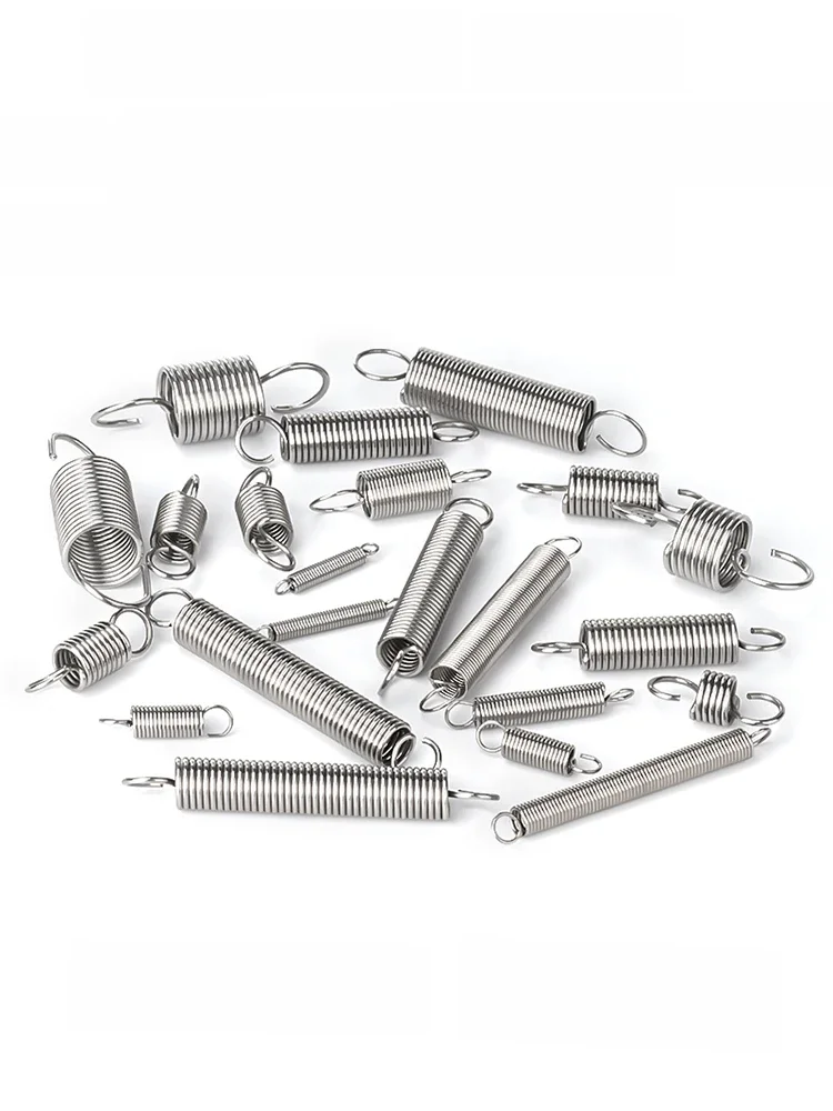 Ressort de Tension en acier inoxydable, 0.3mm 0.4mm 0.5mm, avec crochet O, ressort d'extension, 10 pièces/lot