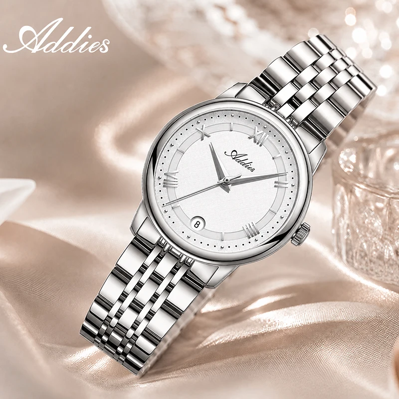 

ADDIES New Luxury Couple Watch Sapphire Crystal 316L Stainless Steel Business Couple Quartz Watches Lover Gift 5Bar Waterproof