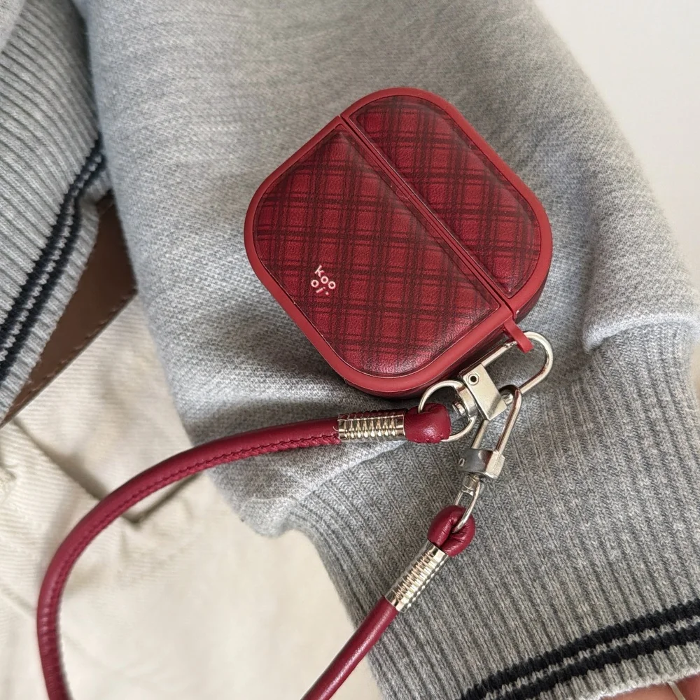 Creative retro plaid with for magsafe earphone case for AirPods 4 3 2 Pro 2 3 Korean version INS fashion simple new shockproof