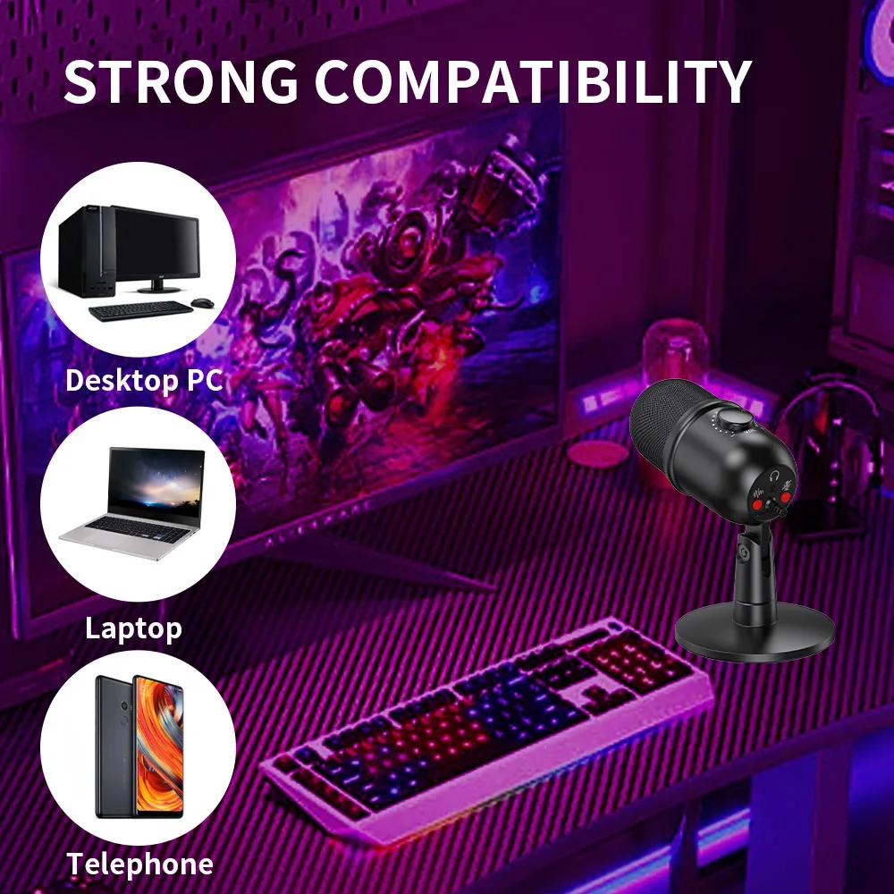 Конденсаторный микрофон Lewinner V5, USB-микрофон для студийной видеосъемки в реальном времени, с шумоподавлением, подходит для ПК, iPhone, Youtube, игр в прямой поставке