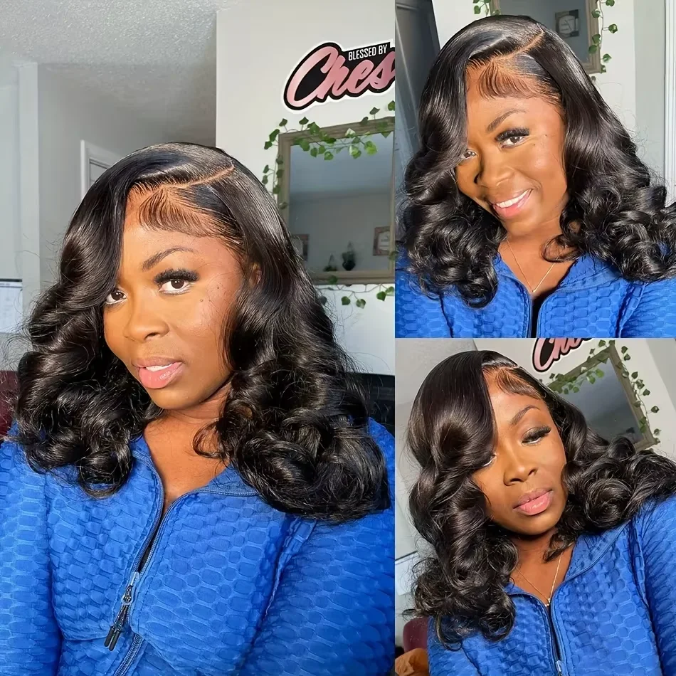 13x4 Curly Bob Body Wave Lace Frontal Wig 100% Human Hair Wigs 200% Density Brazilian Remy 4x4 Short Bob Lace Wig 12 14 16 Inch