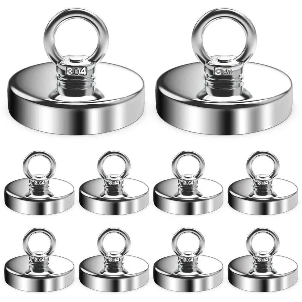 Aimant de pêche N52, recherche robuste, aimant magnétique puissant en néodyme, aimants de récupération en haute mer, montage avec boulon à œil annulaire