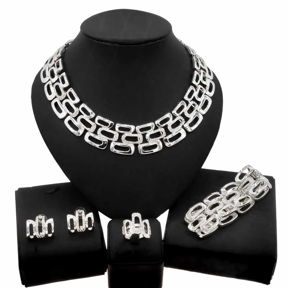 Autumn Latest Gold Plated Necklace Accessories Luxury Elegant Woman Party Jewelry Set Africa Wholesale Price Yll