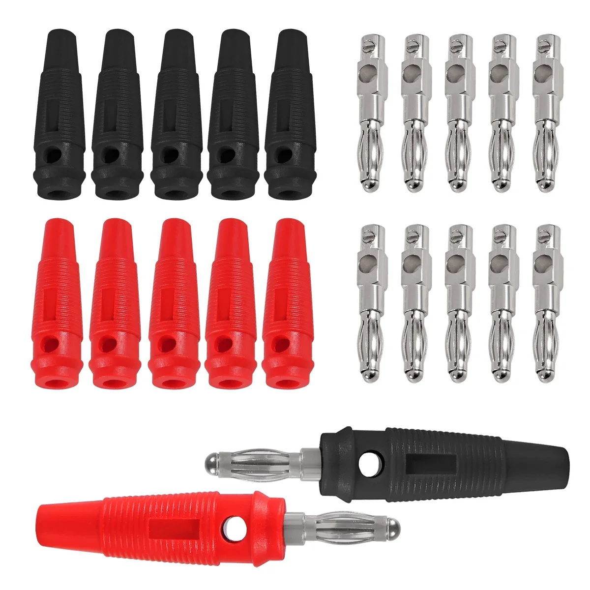 10szt 32A Śruba wysokoprądowa 4mm Wtyki bananowe Męskie złącze do układania w stos Adapter kabla głośnikowego 4mm Wtyki bananowe wysokoprądowe — zdjęcie 2