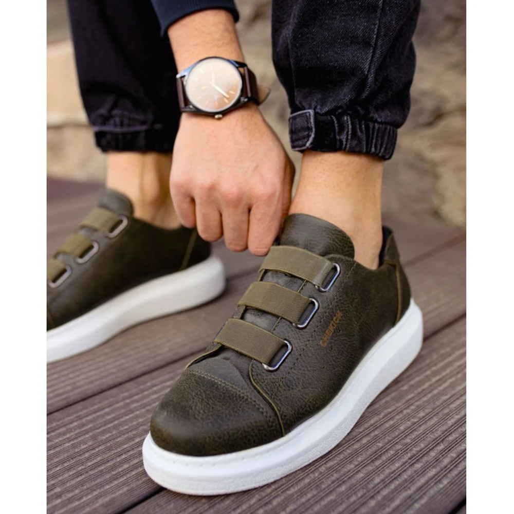 FOH Store Men Women Shoes GREEN Color Non Leather Elastic Band 2023 Spring and Fall Seasons New Fashion Casual Breathable Sneakers Suits Comfortable Solid Sole Office Fashion Wedding Walking Lightweight 253