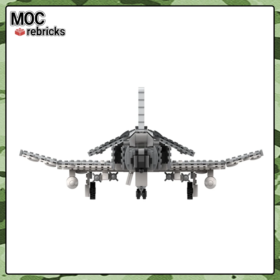 Bloques MOC de la serie militar, F-4J Phantom II de la Marina de los EE. UU., modelo de avión de bloques de construcción DIY, rompecabezas para niño, juguetes, regalos de cumpleaños