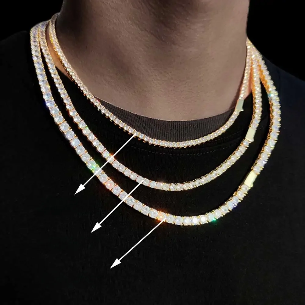 Hip Hop Tennis Link Ketting Voor Mannen Vrouwen Iced Out Bling CZ Steen Mode-sieraden 3 MM 4 MM 5 MM Fijne Ketting Lente Sluiting - afbeelding 2