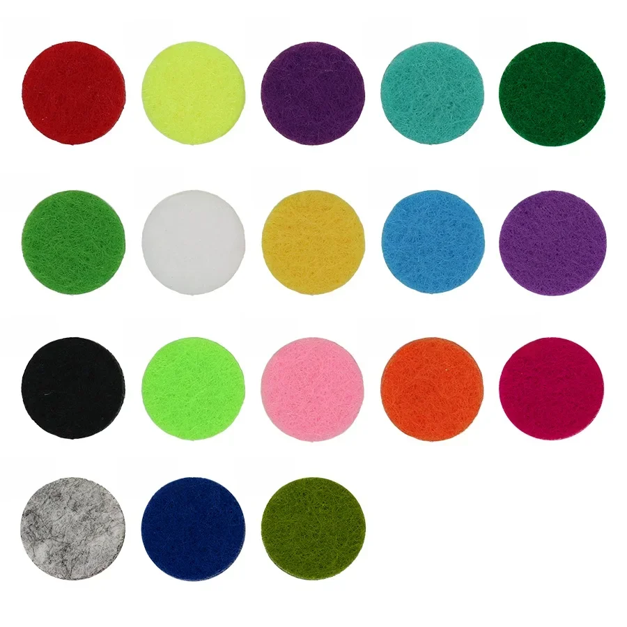 500 sztuk/partia podkładki olejowe kolorowe 12mm/17mm/22mm/30mm filcowe klocki dla 20mm/25mm/30mm/38mm perfumy olejek dyfuzor medalion — zdjęcie 2