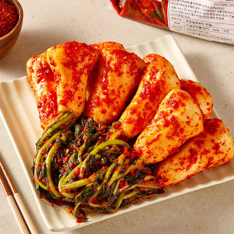 هونغ يوبو منتج زراعي كوري 100% معبأ بالحرارة كيمتشي فجل شاب 2 كجم مصنوع منعشًا يوميًا