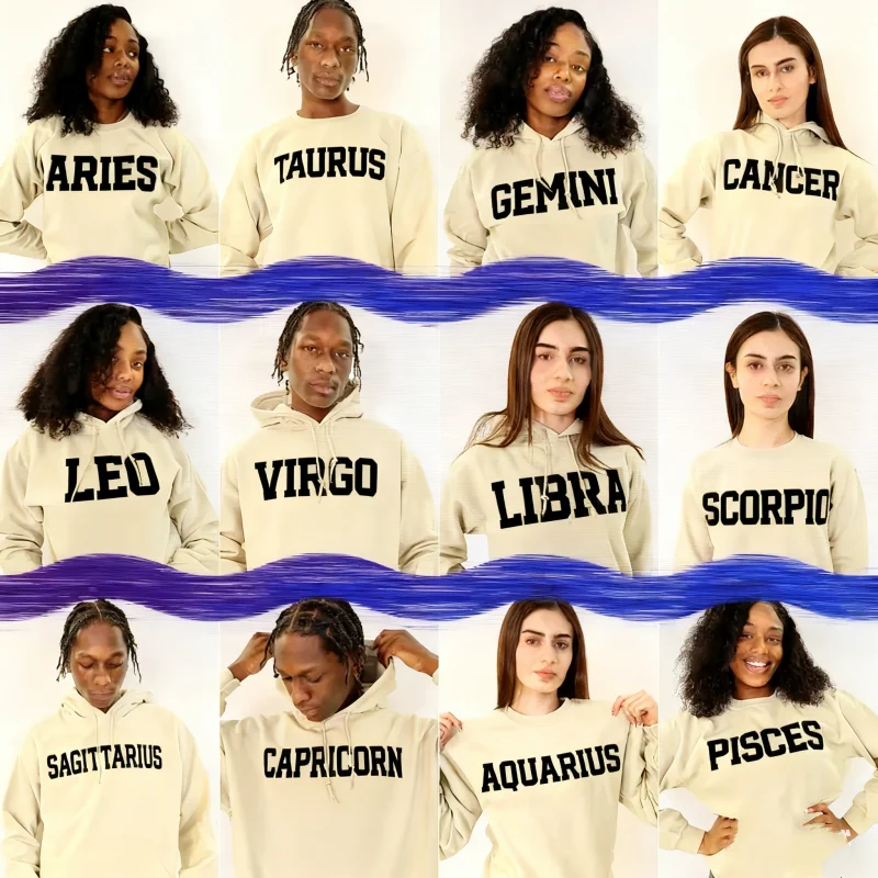 Lustiges Paar-Sweatshirt Sand Limited Edition Sternzeichen Puff Print Wählen Sie Sweatshirt Unisex Astrologie Bekleidung