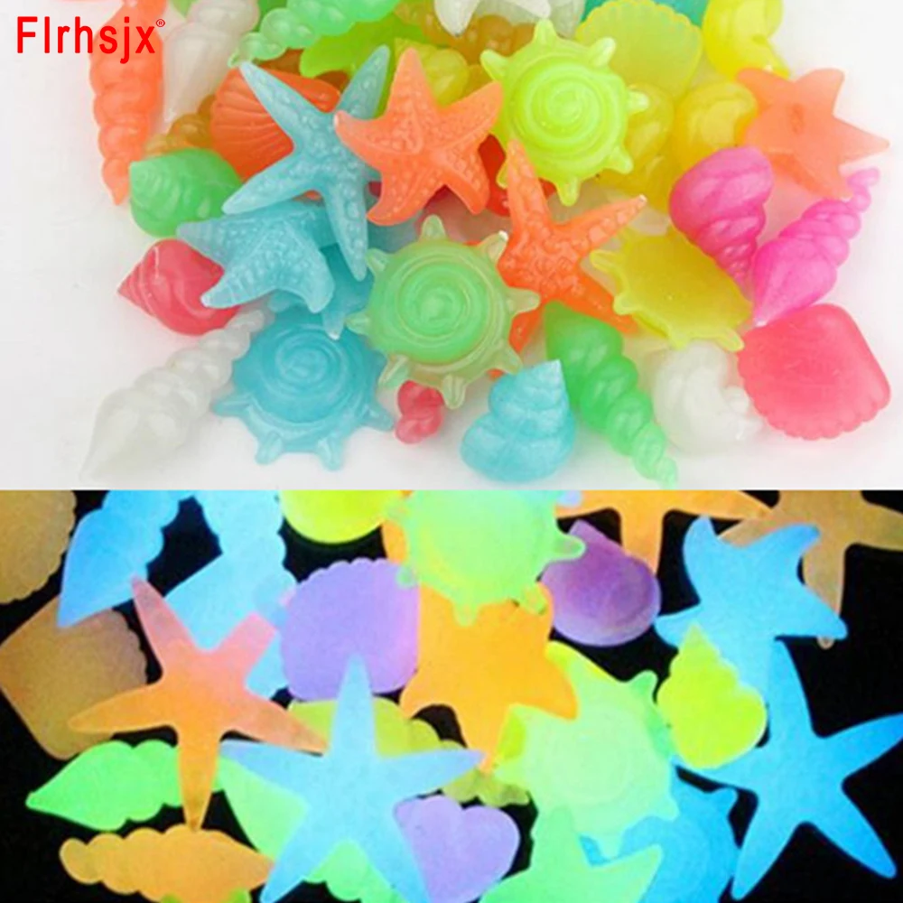 10/30/50PCs Colorful Luminous Starfish Conch Shell Shaped Glowing Stones Decorative For Garden Aquarium Fish Tank Pool Landscape