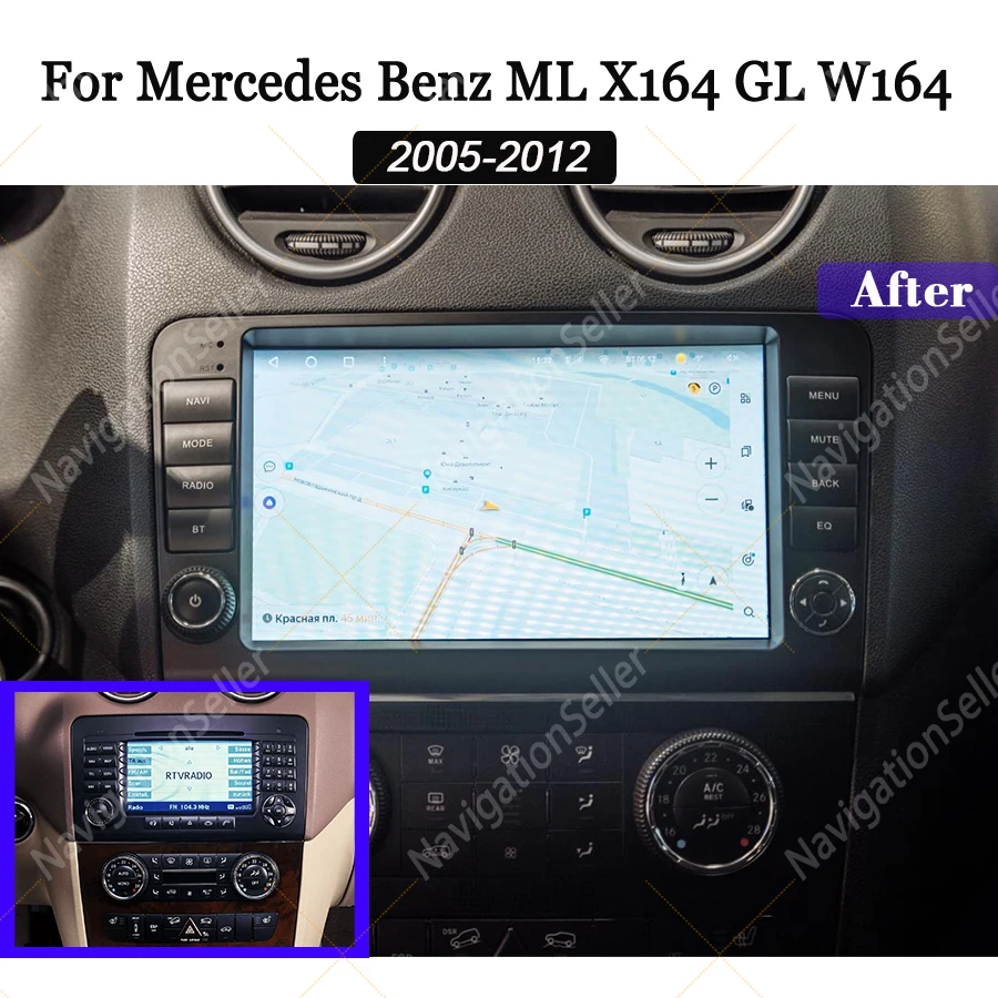 

Wireless Carplay Android 14 Car Radio Multimedia For BENZ ML 320/350/W164(2005-2012) GL DSP Navigation 4G Wifi Head Unit DSP DAB