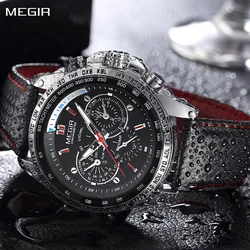 MEGIR Orologio alla moda da uomo Orologio da polso sportivo multifunzione Orologi al quarzo impermeabili Orologio Relogio Masculino 1010